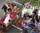 Британская Королевская свадьба между Принц Уильям и Кейт Миддлтон, идя в перевозке граждан acalamados